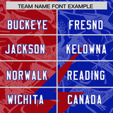 Custom Royal Red Split Personalized Lightning Pattern Football Jersey