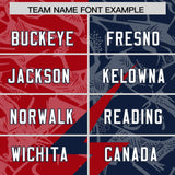 Custom Navy Red Split Personalized Lightning Pattern Football Jersey