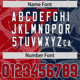 Custom Navy Red Split Personalized Lightning Pattern Football Jersey