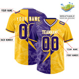 Custom Yellow Purple Split Personalized Lightning Pattern Football Jersey