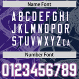 Custom Navy Purple Split Personalized Lightning Pattern Football Jersey