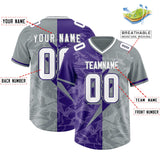 Custom Purple Gray Split Personalized Lightning Pattern Football Jersey