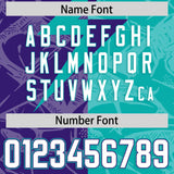 Custom Aqua Purple Split Personalized Lightning Pattern Football Jersey