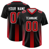 Custom Black Red Vertical Width Stripe Gradient Fashion Personalized Team Football Jersey