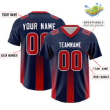 Custom Navy Red Vertical Width Stripe Gradient Fashion Personalized Team Football Jersey