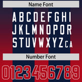 Custom Navy Red Vertical Width Stripe Gradient Fashion Personalized Team Football Jersey