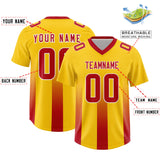 Custom Yellow Red Vertical Width Stripe Gradient Fashion Personalized Team Football Jersey