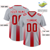 Custom Gray Red Vertical Width Stripe Gradient Fashion Personalized Team Football Jersey