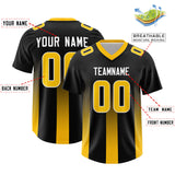 Custom Black Yellow Vertical Width Stripe Gradient Fashion Personalized Team Football Jersey