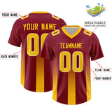 Custom Cardinal Yellow Vertical Width Stripe Gradient Fashion Personalized Team Football Jersey