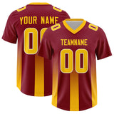 Custom Cardinal Yellow Vertical Width Stripe Gradient Fashion Personalized Team Football Jersey