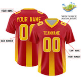 Custom Red Yellow Vertical Width Stripe Gradient Fashion Personalized Team Football Jersey
