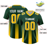 Custom Green Yellow Vertical Width Stripe Gradient Fashion Personalized Team Football Jersey