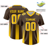 Custom Brown Yellow Vertical Width Stripe Gradient Fashion Personalized Team Football Jersey