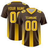 Custom Brown Yellow Vertical Width Stripe Gradient Fashion Personalized Team Football Jersey