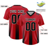 Custom Red Black Vertical Width Stripe Gradient Fashion Personalized Team Football Jersey