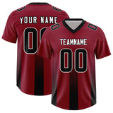 Custom Cardinal Black Vertical Width Stripe Gradient Fashion Personalized Team Football Jersey