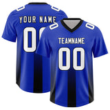 Custom Royal Black Vertical Width Stripe Gradient Fashion Personalized Team Football Jersey