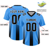Custom Light Blue Black Vertical Width Stripe Gradient Fashion Personalized Team Football Jersey