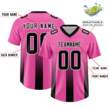 Custom Pink Black Vertical Width Stripe Gradient Fashion Personalized Team Football Jersey