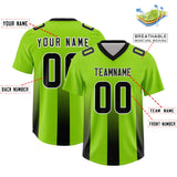 Custom Neon Green Black Vertical Width Stripe Gradient Fashion Personalized Team Football Jersey