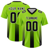 Custom Neon Green Black Vertical Width Stripe Gradient Fashion Personalized Team Football Jersey