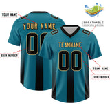 Custom Aqua Black Vertical Width Stripe Gradient Fashion Personalized Team Football Jersey
