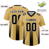 Custom Khaki Black Vertical Width Stripe Gradient Fashion Personalized Team Football Jersey