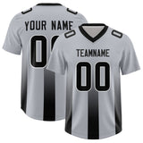 Custom Gray Black Vertical Width Stripe Gradient Fashion Personalized Team Football Jersey