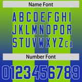 Custom Neon Green Royal Vertical Width Stripe Gradient Fashion Personalized Team Football Jersey
