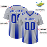 Custom Gray Royal Vertical Width Stripe Gradient Fashion Personalized Team Football Jersey