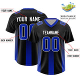 Custom Black Royal Vertical Width Stripe Gradient Fashion Personalized Team Football Jersey