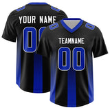 Custom Black Royal Vertical Width Stripe Gradient Fashion Personalized Team Football Jersey