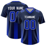 Custom Navy Royal Vertical Width Stripe Gradient Fashion Personalized Team Football Jersey