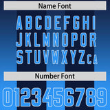 Custom Navy Light Blue Vertical Width Stripe Gradient Fashion Personalized Team Football Jersey