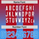 Custom Red Light Blue Vertical Width Stripe Gradient Fashion Personalized Team Football Jersey