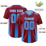 Custom Cardinal Light Blue Vertical Width Stripe Gradient Fashion Personalized Team Football Jersey