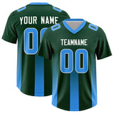 Custom Green Light Blue Vertical Width Stripe Gradient Fashion Personalized Team Football Jersey