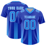 Custom Royal Light Blue Vertical Width Stripe Gradient Fashion Personalized Team Football Jersey