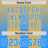 Custom Khaki Light Blue Vertical Width Stripe Gradient Fashion Personalized Team Football Jersey