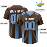 Custom Brown Powder Blue Vertical Width Stripe Gradient Fashion Personalized Team Football Jersey