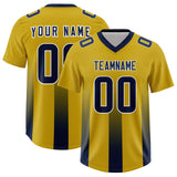 Custom Old Gold Navy Vertical Width Stripe Gradient Fashion Personalized Team Football Jersey