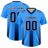 Custom Light Blue Navy Vertical Width Stripe Gradient Fashion Personalized Team Football Jersey