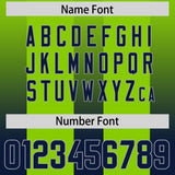 Custom Neon Green Navy Vertical Width Stripe Gradient Fashion Personalized Team Football Jersey