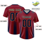 Custom Cardinal Navy Vertical Width Stripe Gradient Fashion Personalized Team Football Jersey