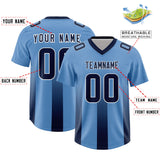 Custom Powder Blue Navy Vertical Width Stripe Gradient Fashion Personalized Team Football Jersey