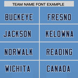 Custom Powder Blue Navy Vertical Width Stripe Gradient Fashion Personalized Team Football Jersey