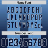 Custom Powder Blue Navy Vertical Width Stripe Gradient Fashion Personalized Team Football Jersey