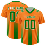 Custom Orange Kelly Green Vertical Width Stripe Gradient Fashion Personalized Team Football Jersey