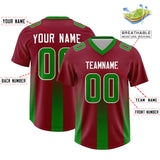 Custom Cardinal Kelly Green Vertical Width Stripe Gradient Fashion Personalized Team Football Jersey